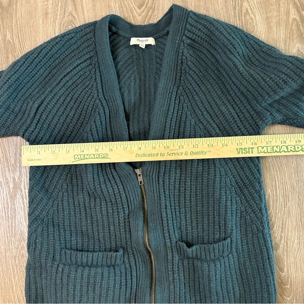 Women’s Madewell Merino Wool Sweater Cardigan Teal Zipper Academia Preppy XS - Picture 3 of 8